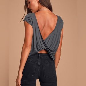 RVCA Open Back Gray Tee. Size Small